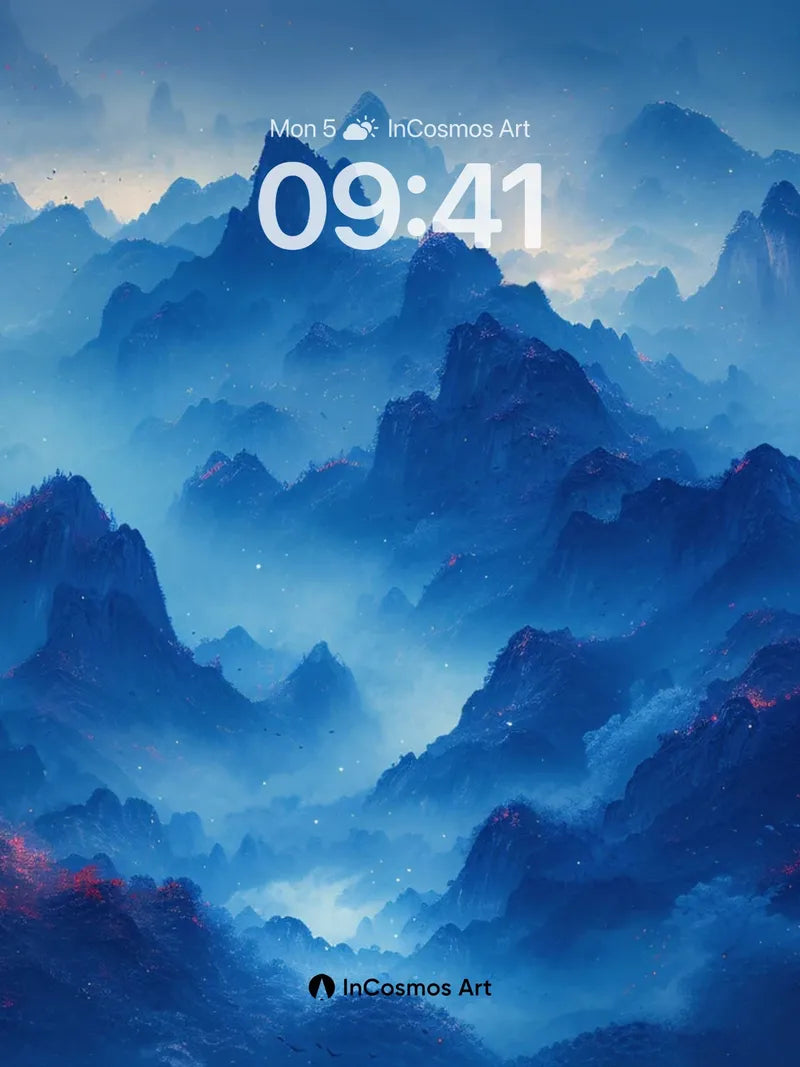 Ethereal Peaks Wallpaper with Crimson Veins