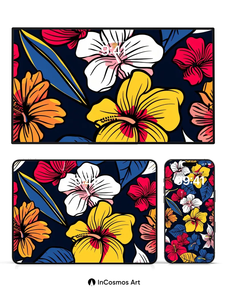 Tropical Reverie Wallpaper with Bold Petals