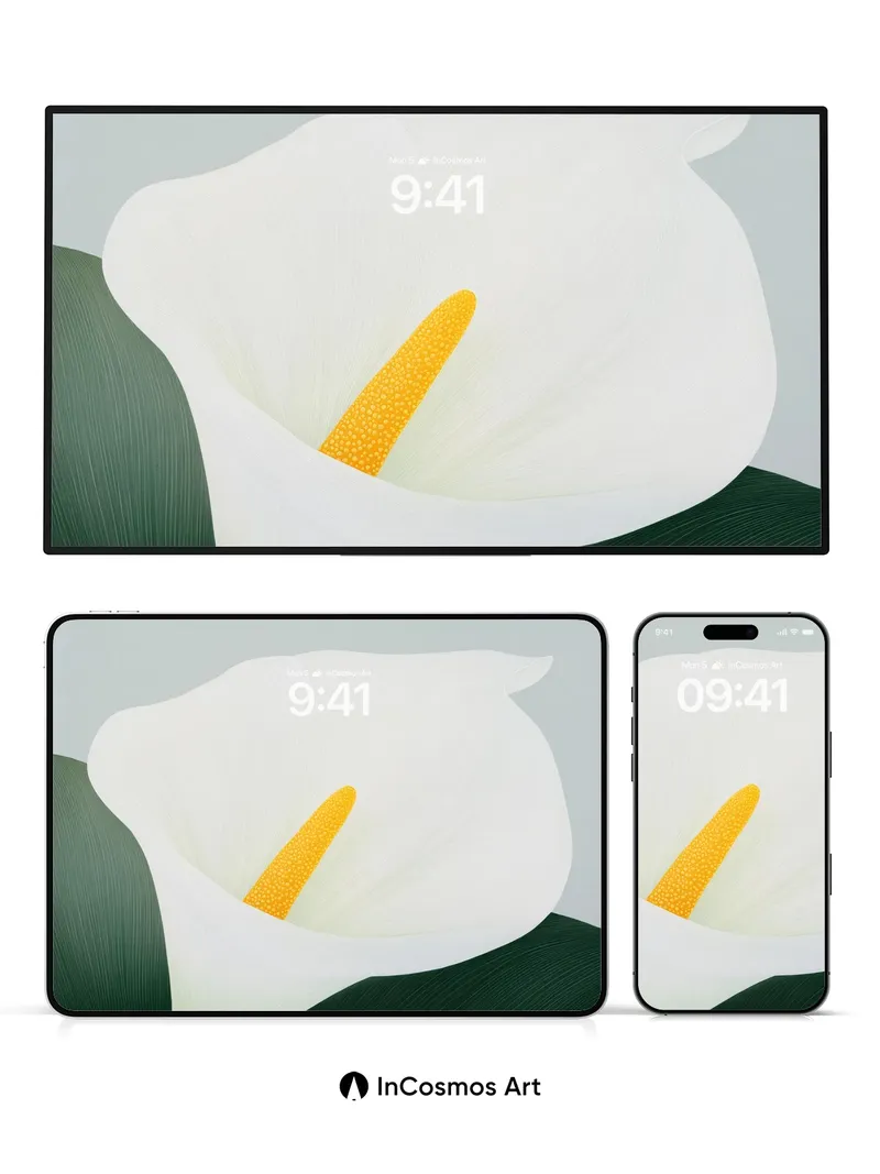 Serenity Bloom Wallpaper with Golden Spathe