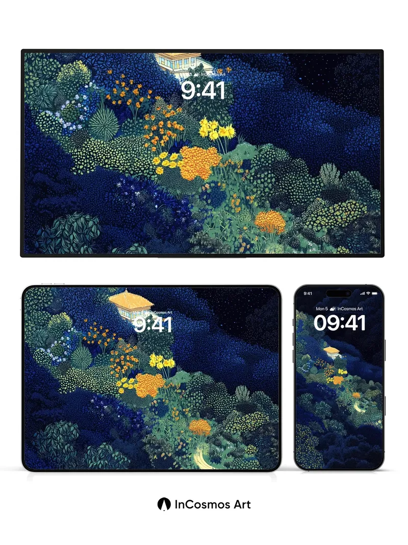 Midnight Garden Wallpaper with Hidden Path