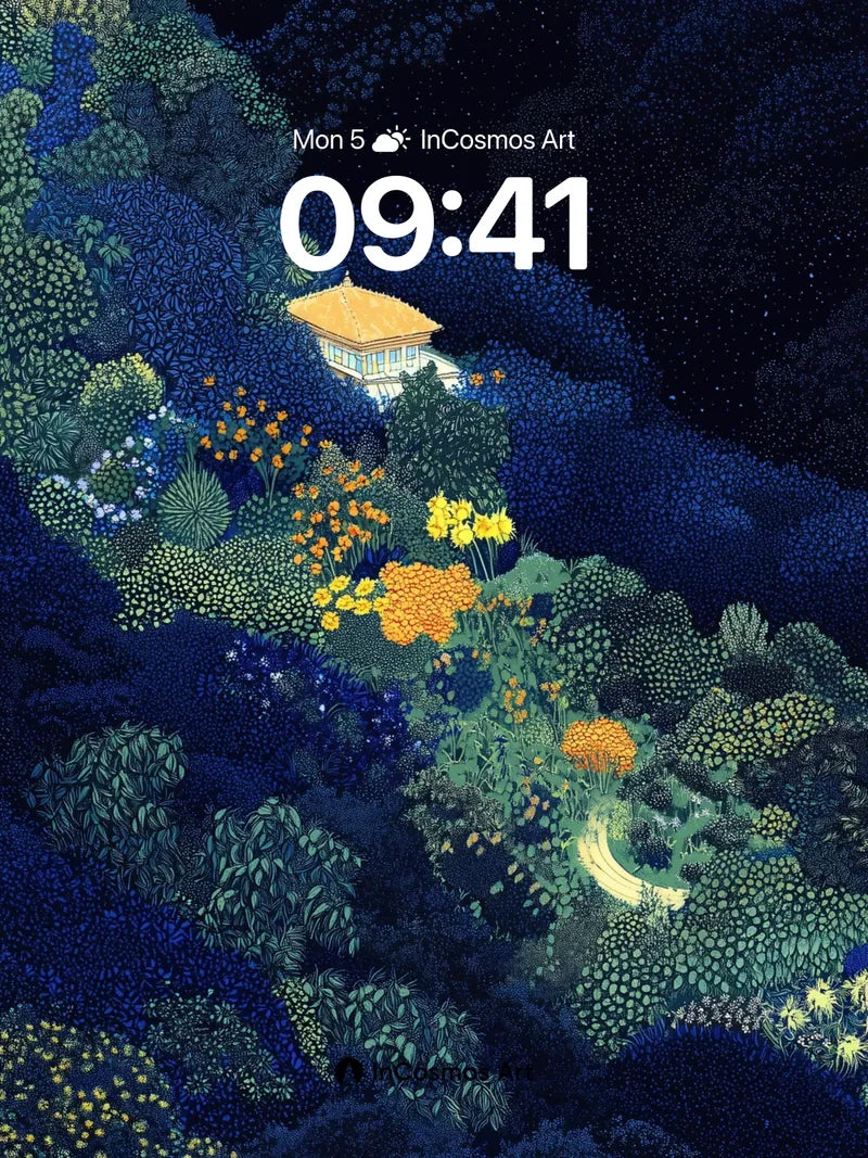 Midnight Garden Wallpaper with Hidden Path