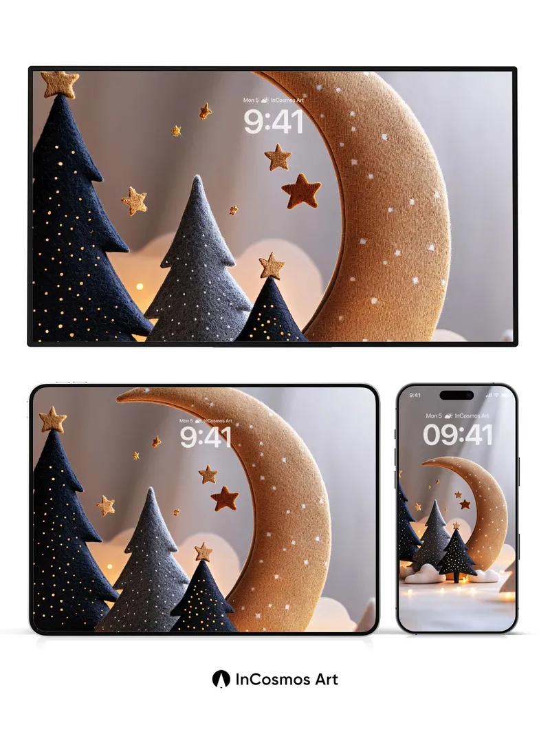 Starry Velvet Wallpaper with Moonlit Forest