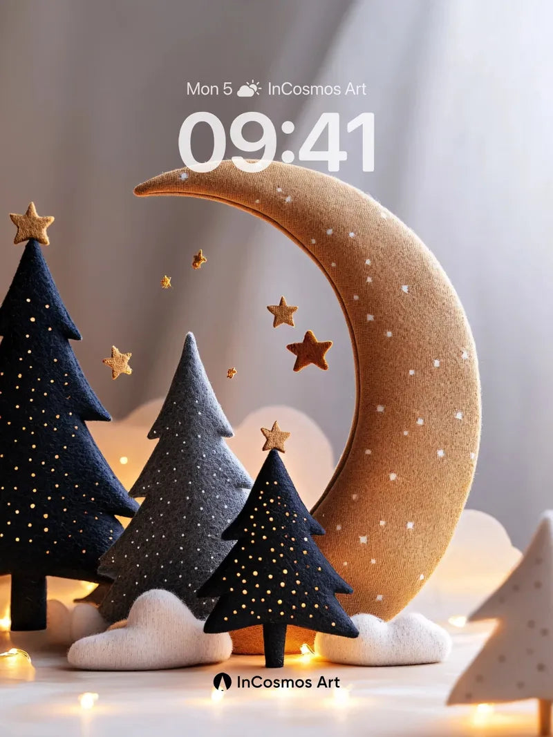 Starry Velvet Wallpaper with Moonlit Forest