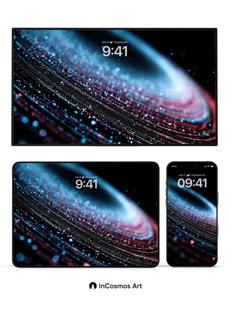 Cosmic Whirl Wallpaper with Neon Trails