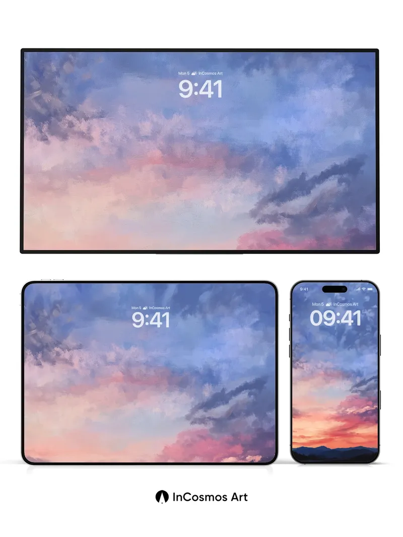 Crimson Horizon Wallpaper with Whispering Clouds