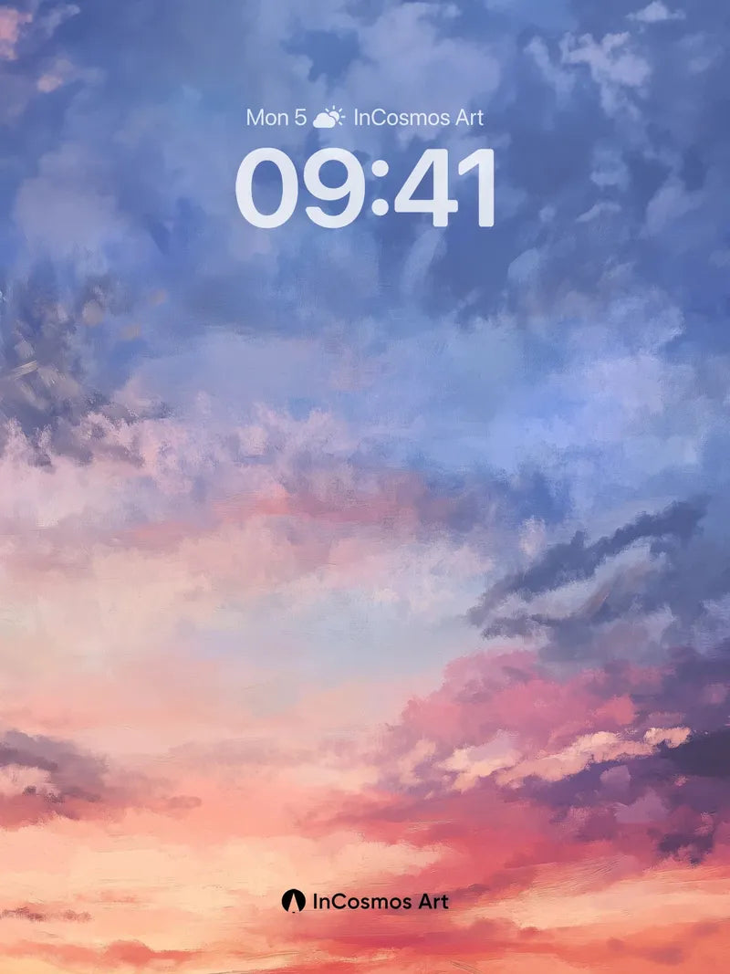 Crimson Horizon Wallpaper with Whispering Clouds