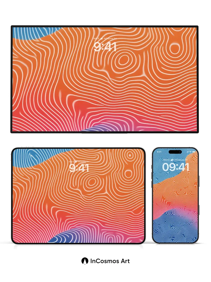 Topographic Pulse Wallpaper with Swirling Currents