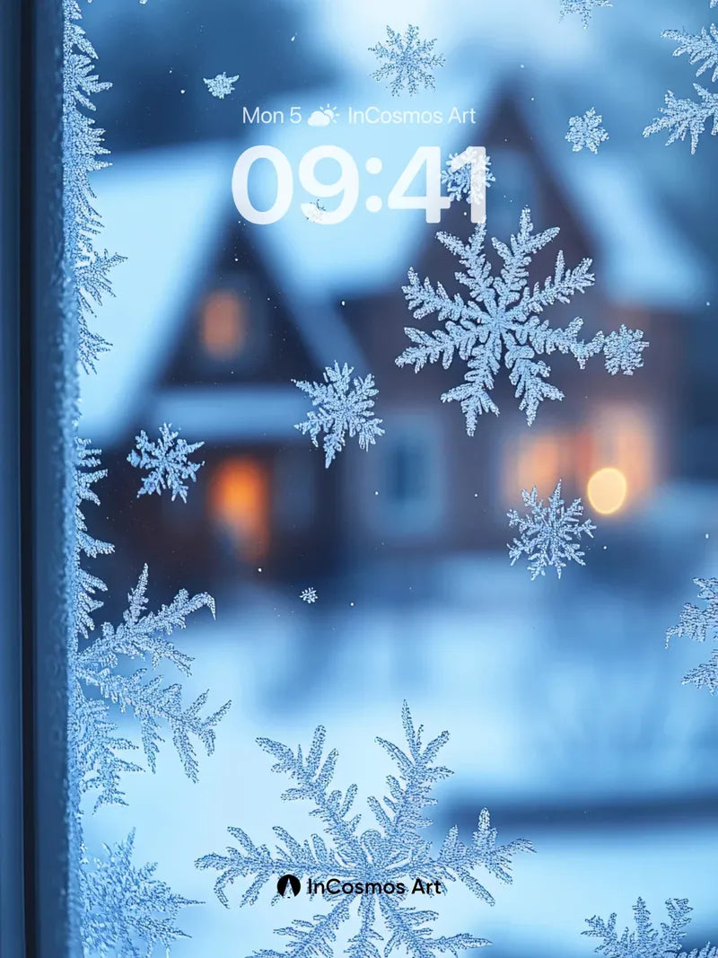 Frostwhisper Window Wallpaper with Snowflake Veil