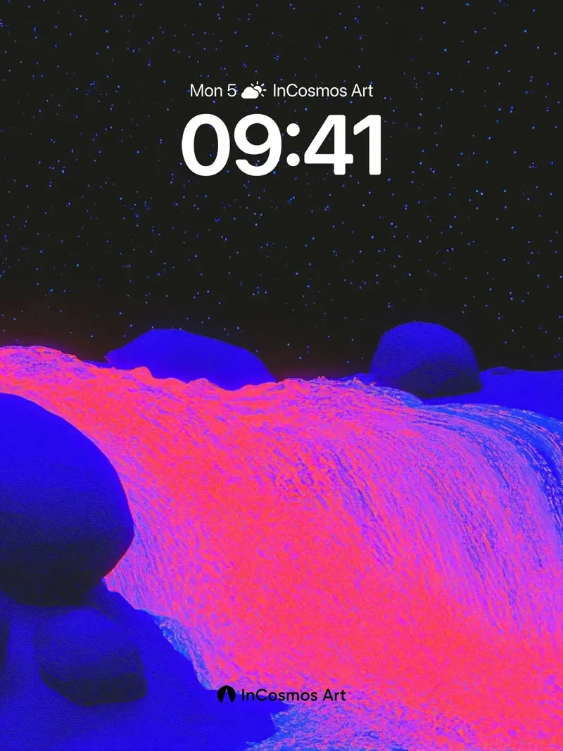 Neon Cascade Wallpaper with Cosmic Flow