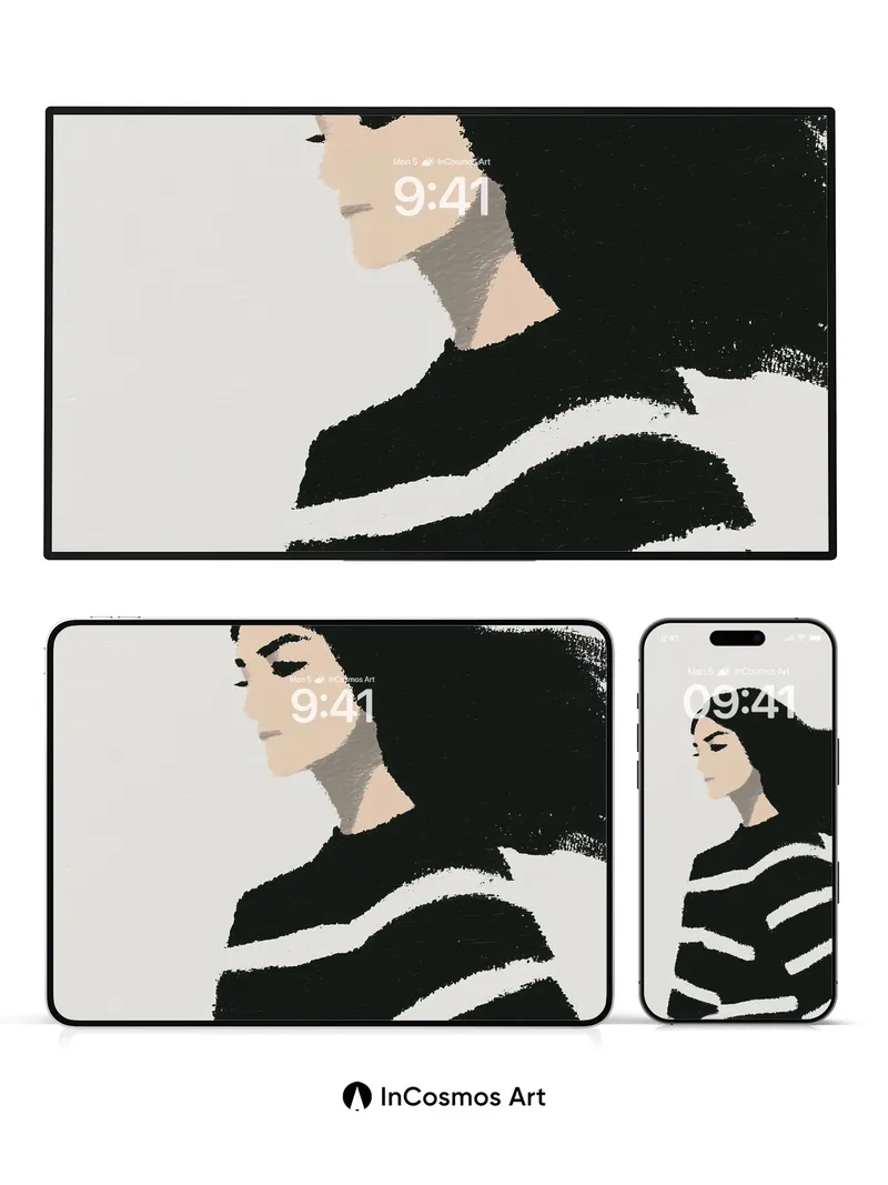 Silent Contemplation Wallpaper with Brushstroke Texture