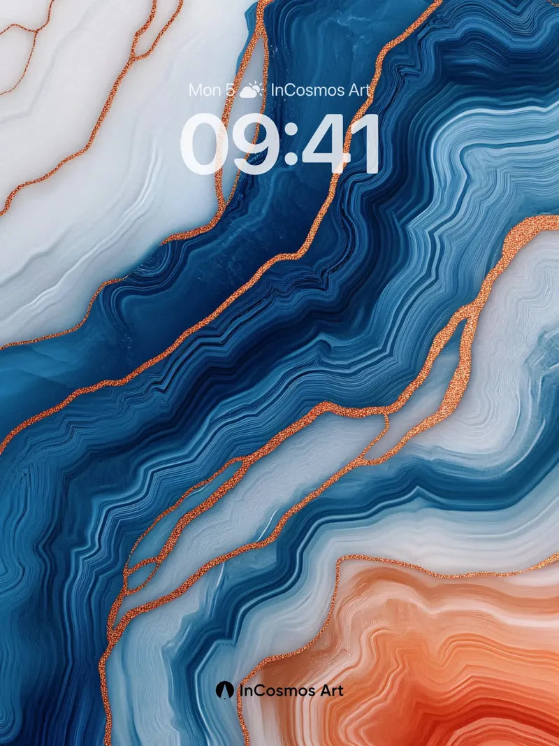 Copper Vein Wallpaper with Deep Ocean Flow