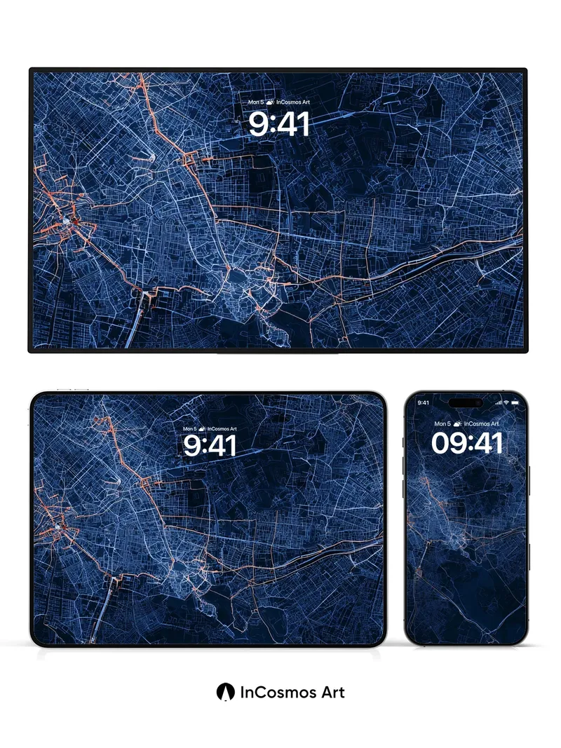 Neon Vein Wallpaper with City Pulse