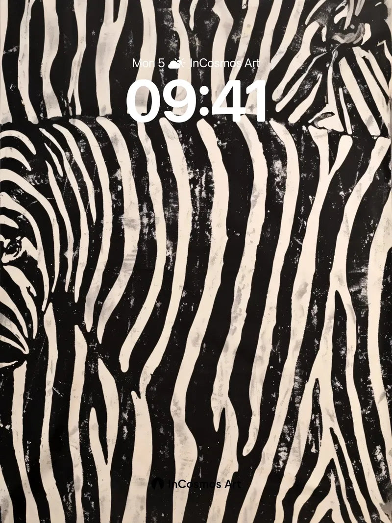 Zebra Pulse Wallpaper with Ink-Blot Texture