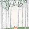 Whispering Birch Wallpaper with Fox in Stillness wallpaper for iPhone, iPad & Mac