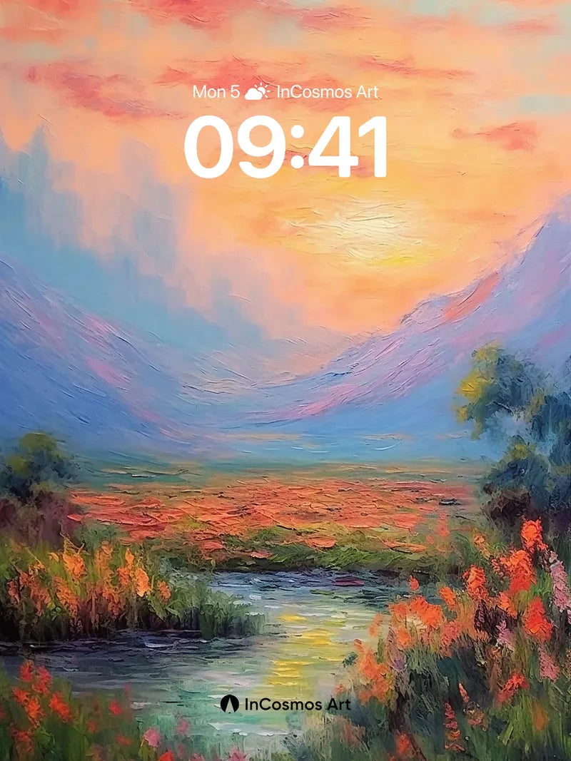 Serenity River Wallpaper with Sunset Hues wallpaper for iPhone, iPad & Mac