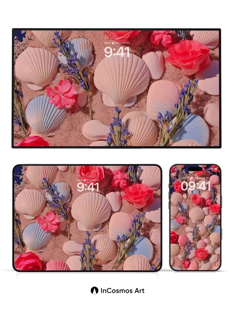 Sandy Rose Reverie Wallpaper with Lavender Whispers