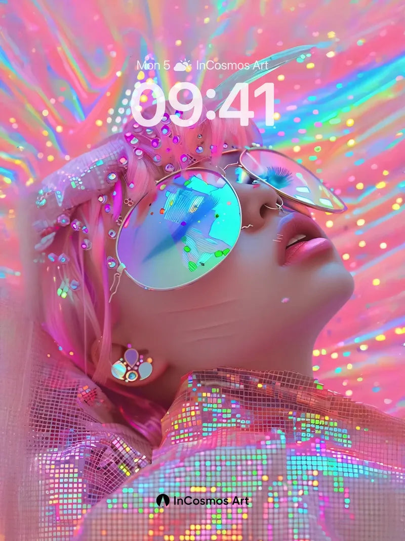 Neon Mirage Wallpaper with Holographic Veil