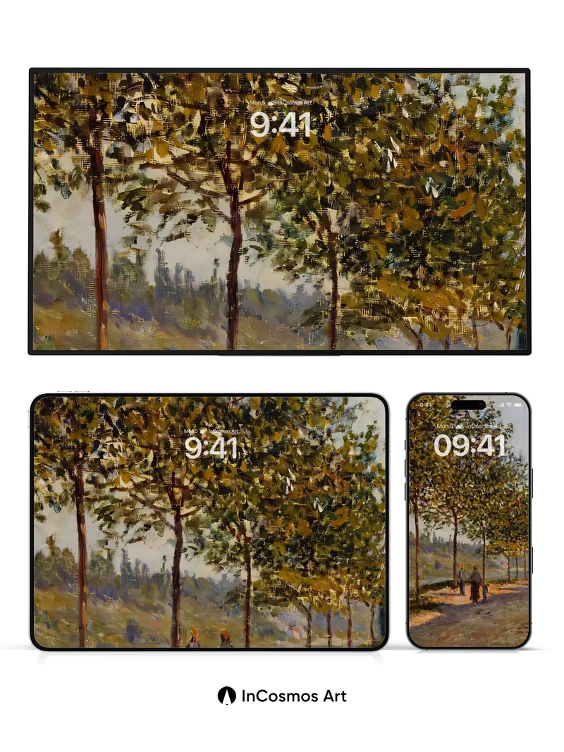 Golden Hush Wallpaper with Autumn Pathways