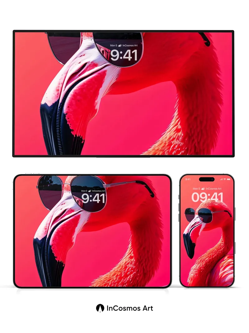 Cool Flamingo Wallpaper with Aviator Shades