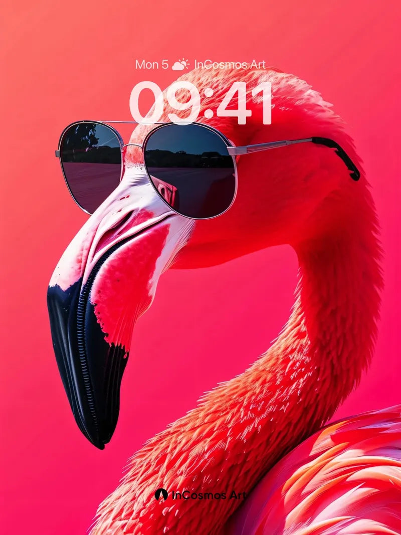 Cool Flamingo Wallpaper with Aviator Shades