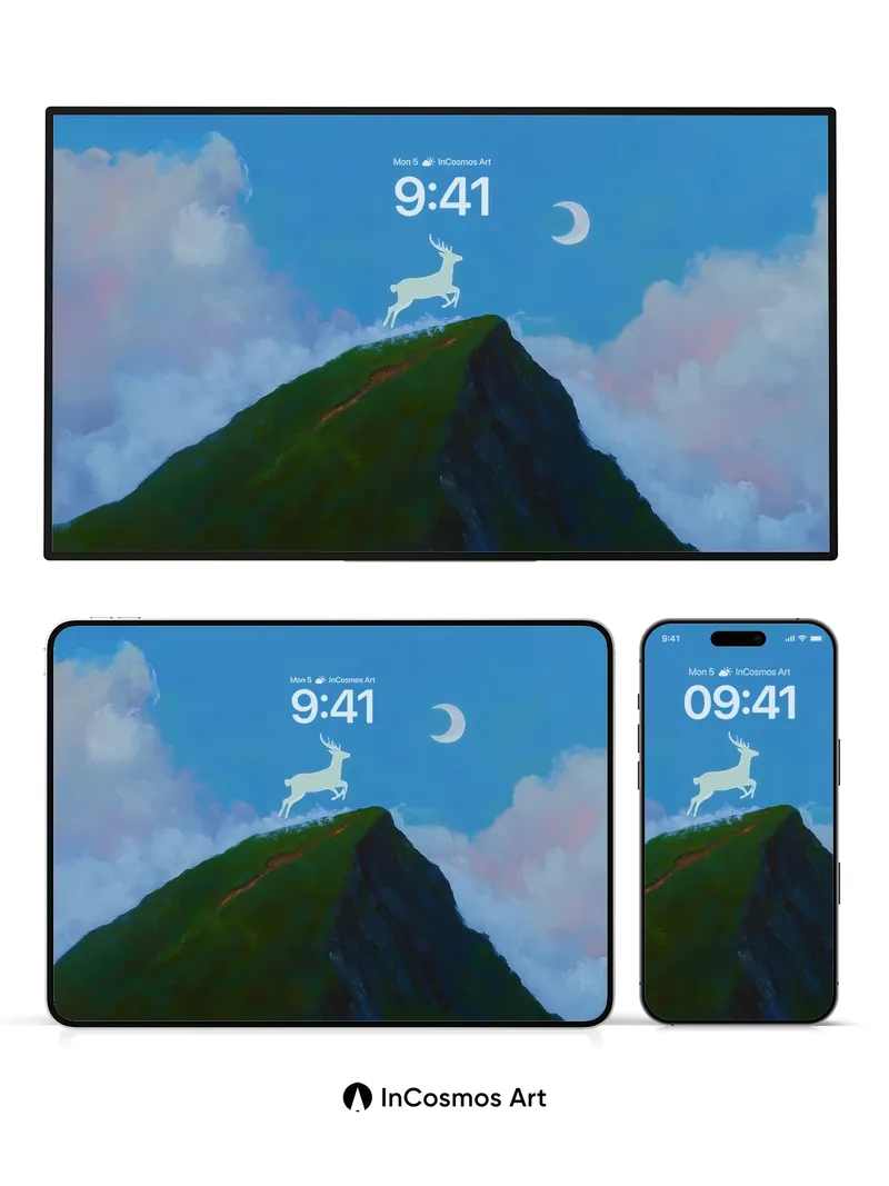 Lunar Stag Wallpaper with Celestial Silence