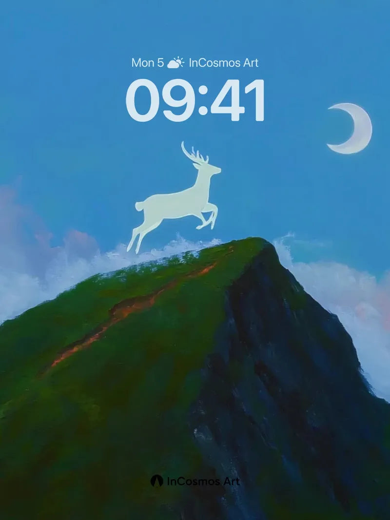 Lunar Stag Wallpaper with Celestial Silence