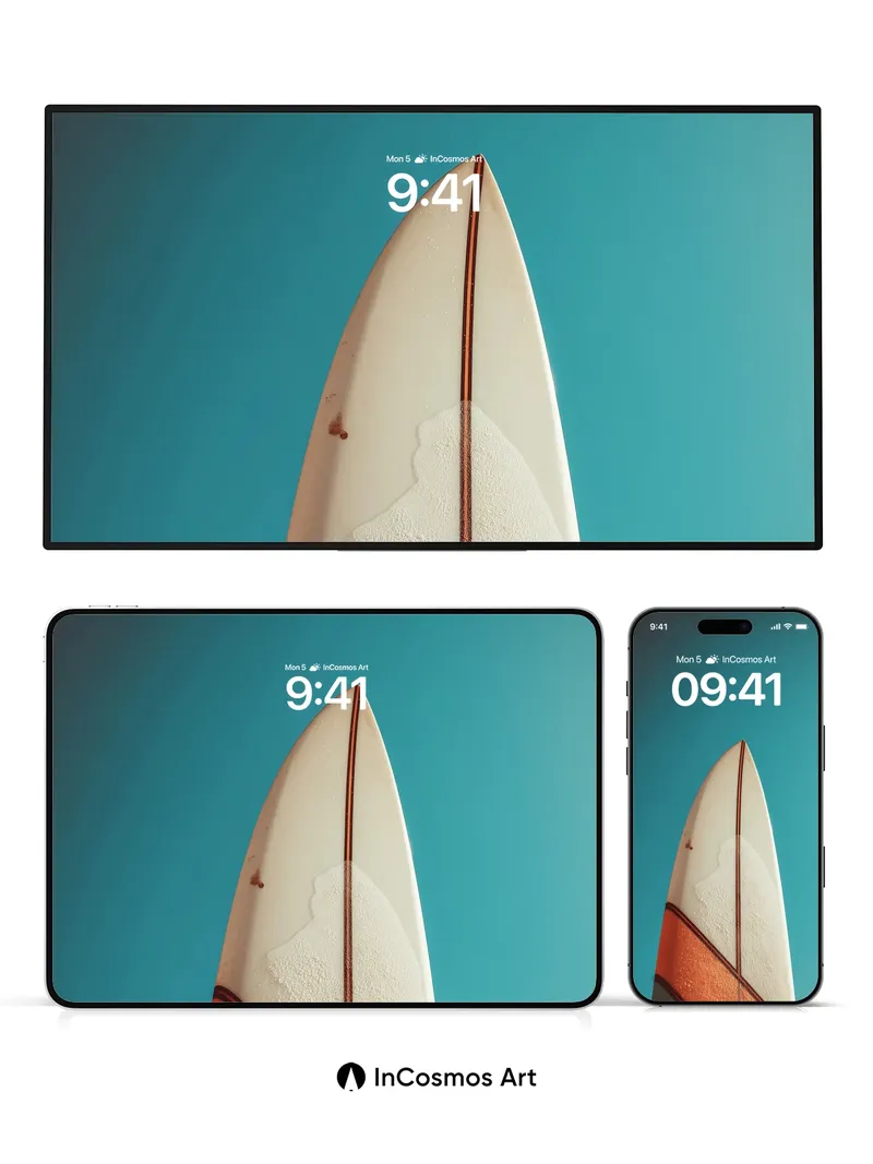 Serene Surfboard Wallpaper with Oceanic Gradient