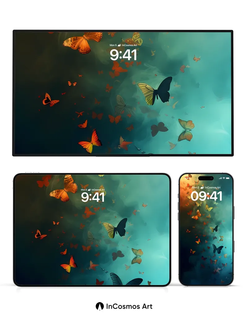 Luminous Drift Wallpaper with Ethereal Butterflies