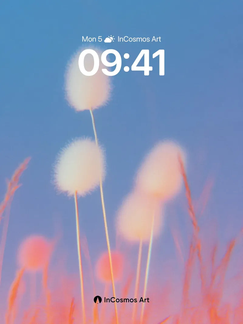 Soft Haze Wallpaper with Floating Dandelions wallpaper for iPhone, iPad & Mac