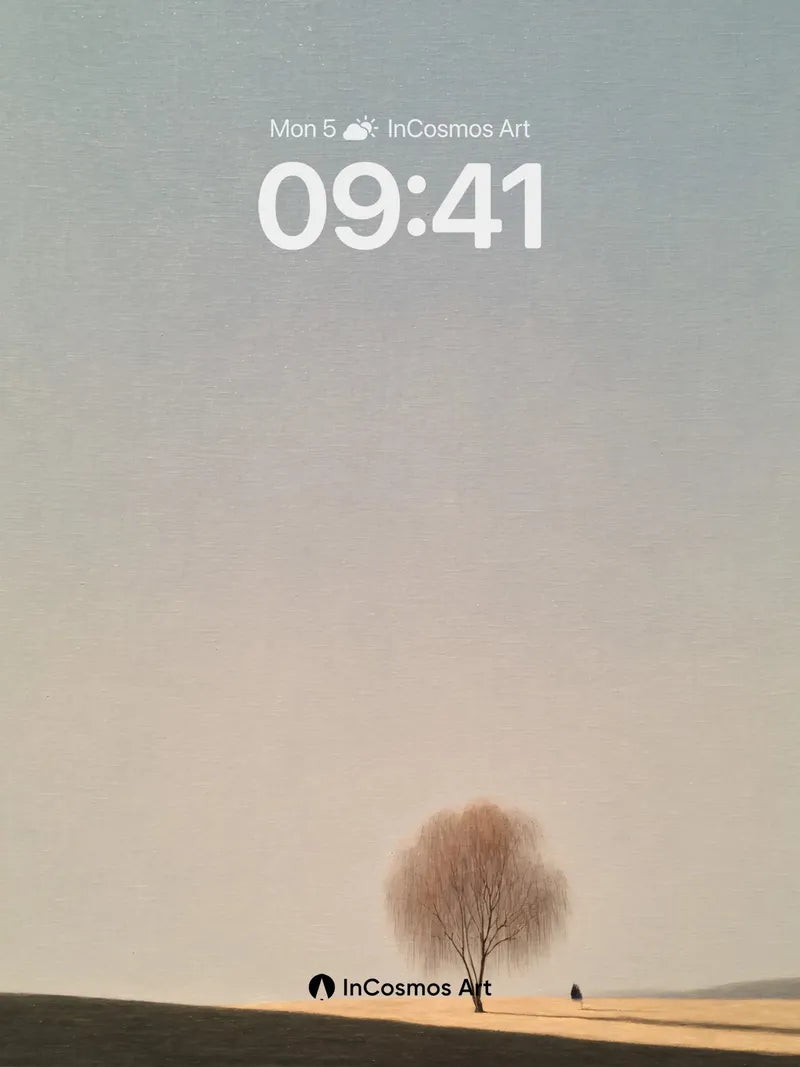 Solitary Tree Background in Soft Haze wallpaper for iPhone, iPad & Mac