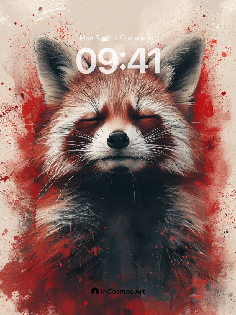 Serene Red Panda Wallpaper with Blood Bloom wallpaper for iPhone, iPad & Mac