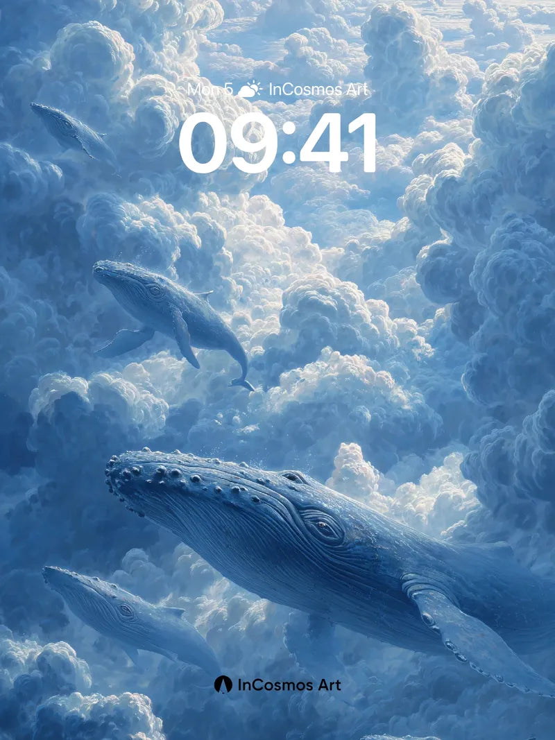 Celestial Whale Wallpaper in Cloud Sea wallpaper for iPhone, iPad & Mac