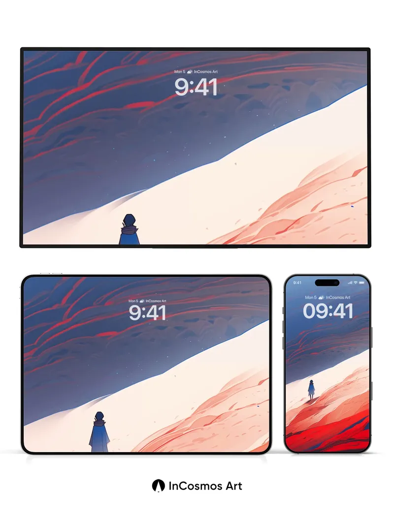 Surreal Dune Wallpaper with Floating Solitude