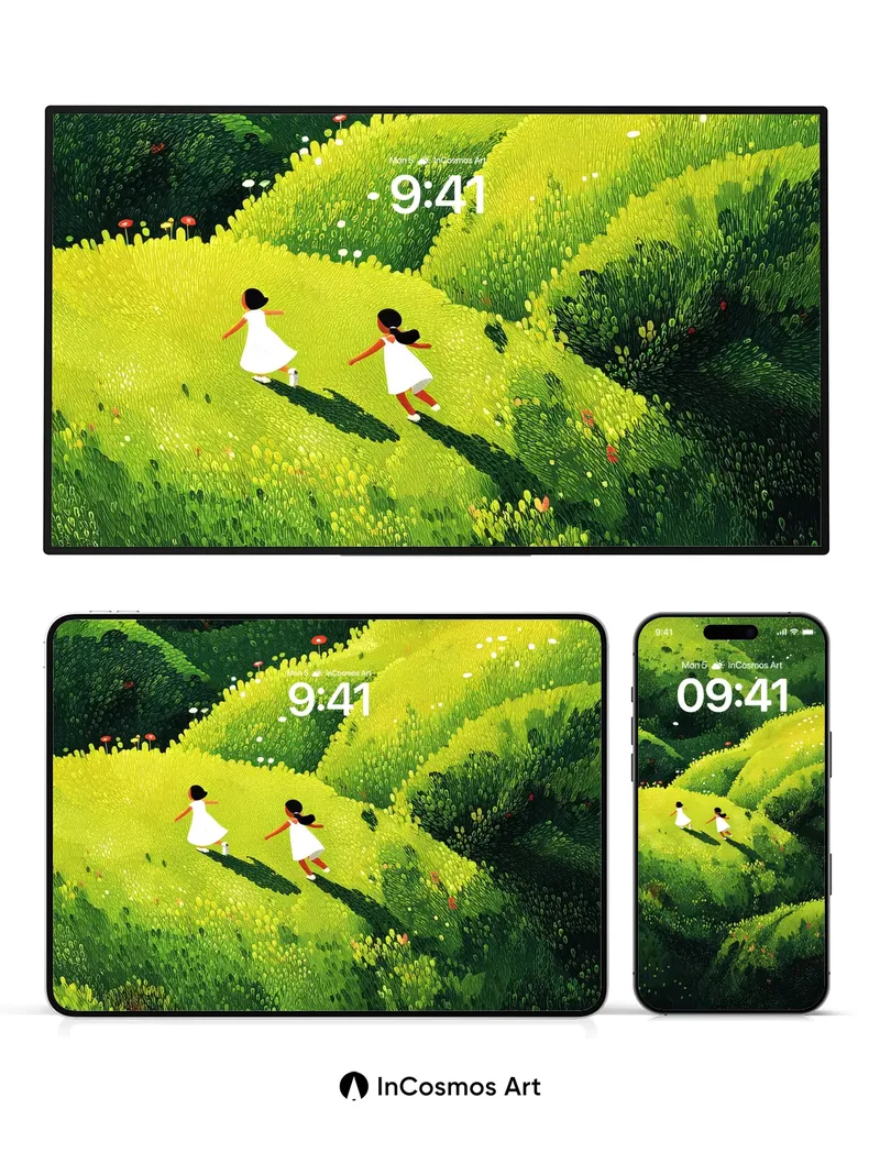 Whispering Hills Wallpaper with Running Dots