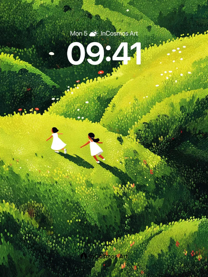 Whispering Hills Wallpaper with Running Dots