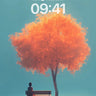 Serenity Under Amber Canopy Wallpaper with Floating Shadows wallpaper for iPhone, iPad & Mac