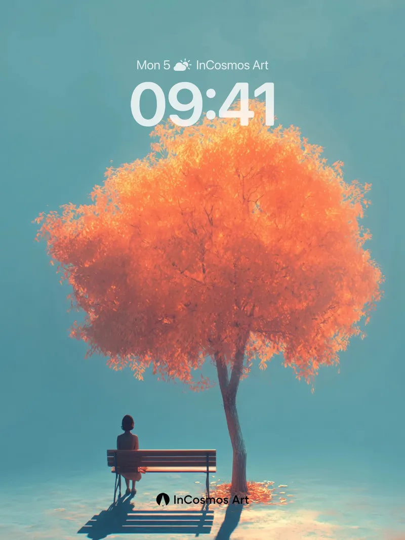 Serenity Under Amber Canopy Wallpaper with Floating Shadows