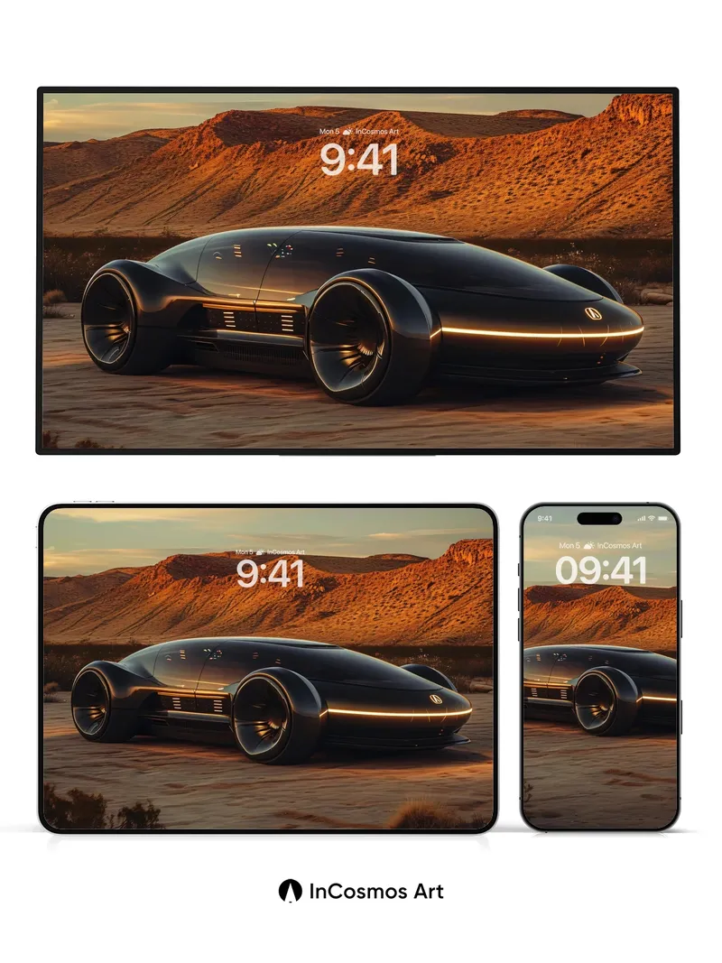 Futuristic Mirage Wallpaper with Desert Glow