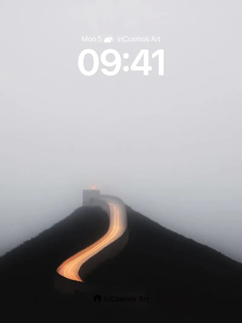 Silent Path Wallpaper with Mist-Covered Ascent