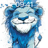 Serene Blue Lion Wallpaper with Watercolor Whispers wallpaper for iPhone, iPad & Mac