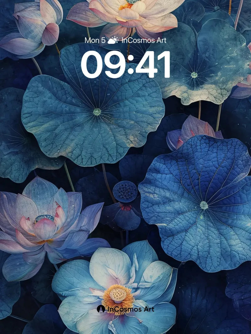 Nocturnal Lotus Wallpaper with Iridescent Veins wallpaper for iPhone, iPad & Mac