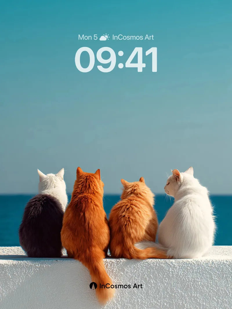 Serenity Sunset Wallpaper with Feline Silhouettes wallpaper for iPhone, iPad & Mac