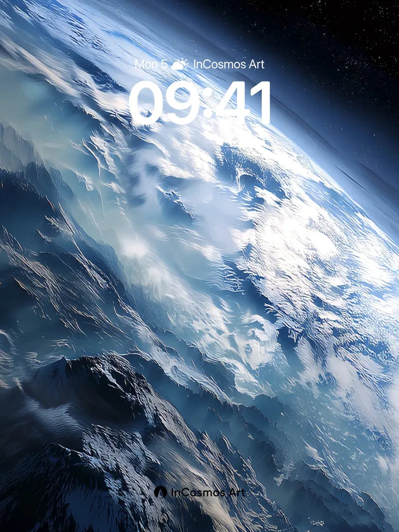 Cosmic Horizon Wallpaper with Frozen Peaks