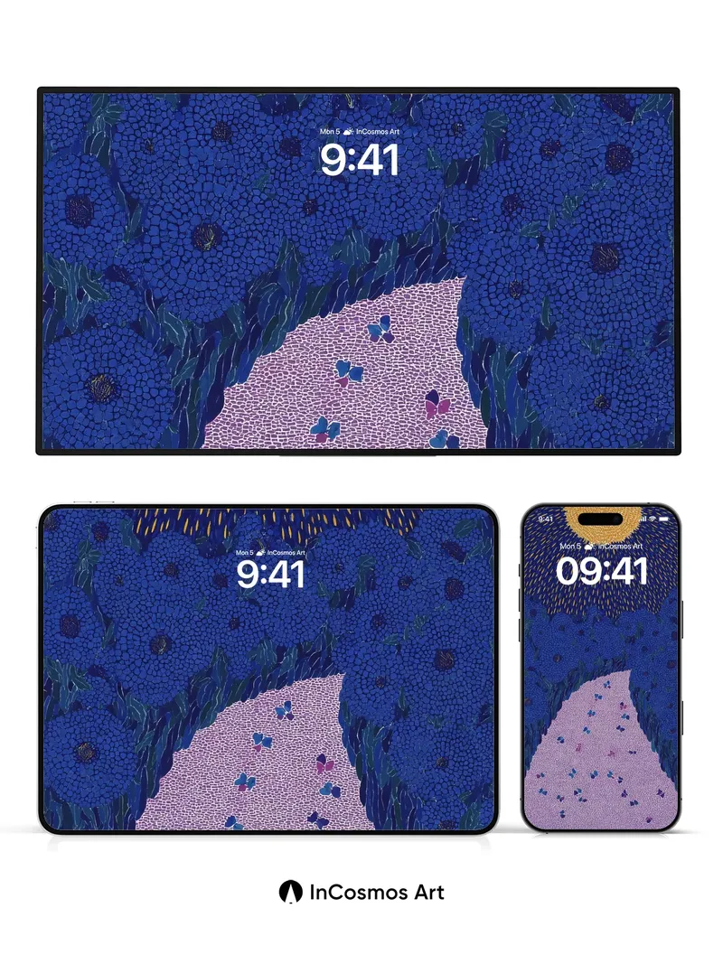 Starry Pathway Wallpaper with Cosmic Butterflies