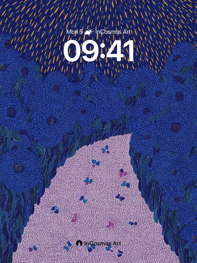 Starry Pathway Wallpaper with Cosmic Butterflies