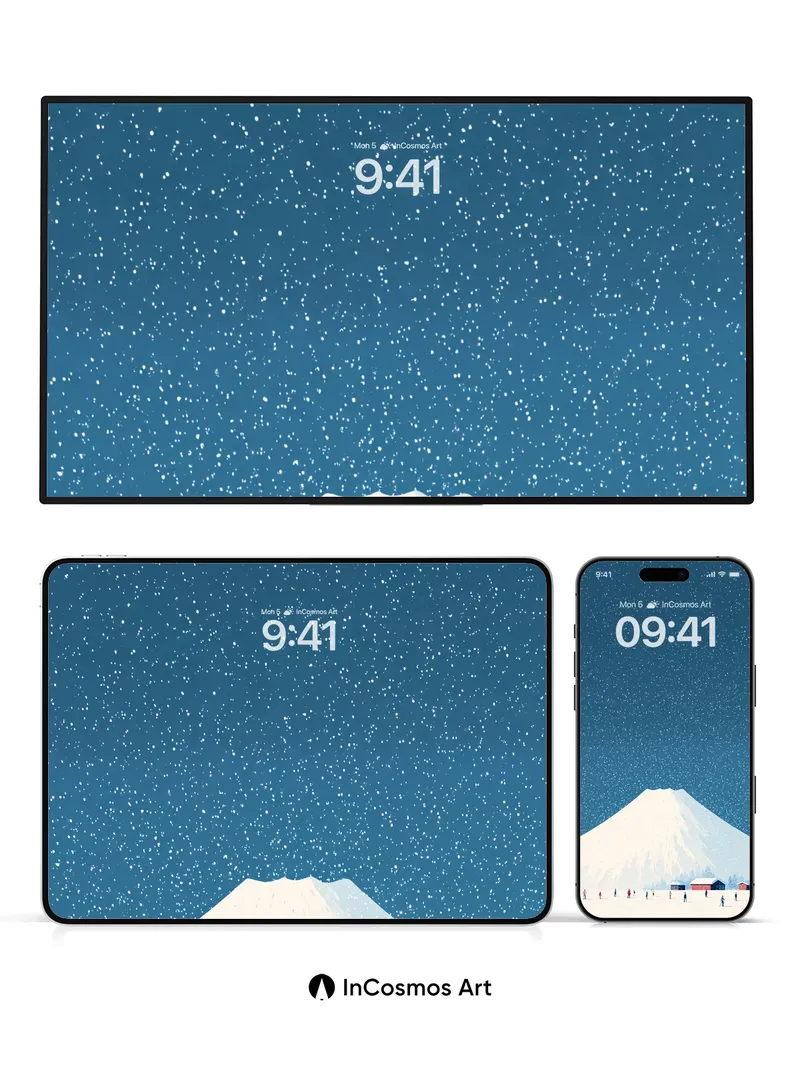 Silent Snowfall Wallpaper with Mountain Reverie