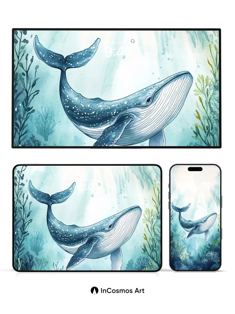 Serenity Whale Wallpaper with Ocean Light