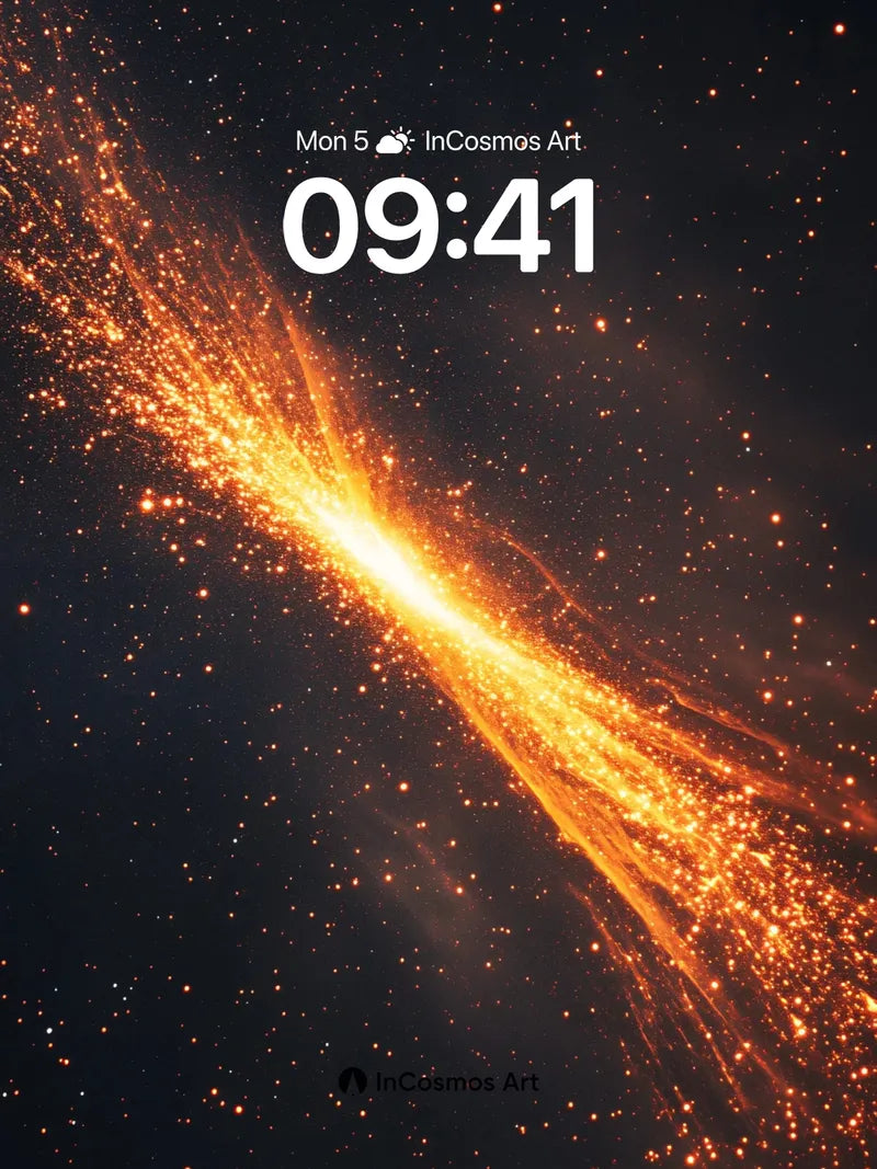 Cosmic Ember Wallpaper with Starlit Veil