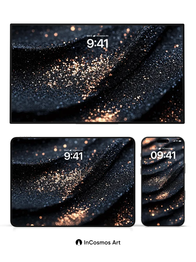 Luminous Noir Wallpaper with Golden Dust Trails