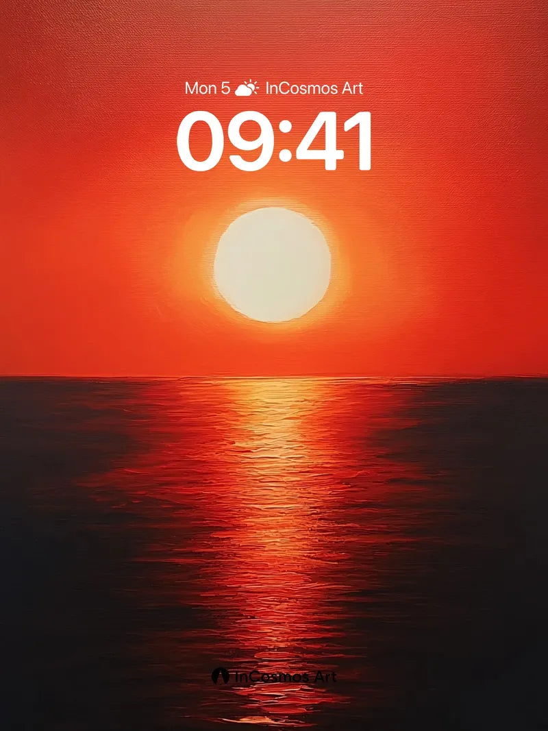 Crimson Horizon Wallpaper with Sunlit Reflections